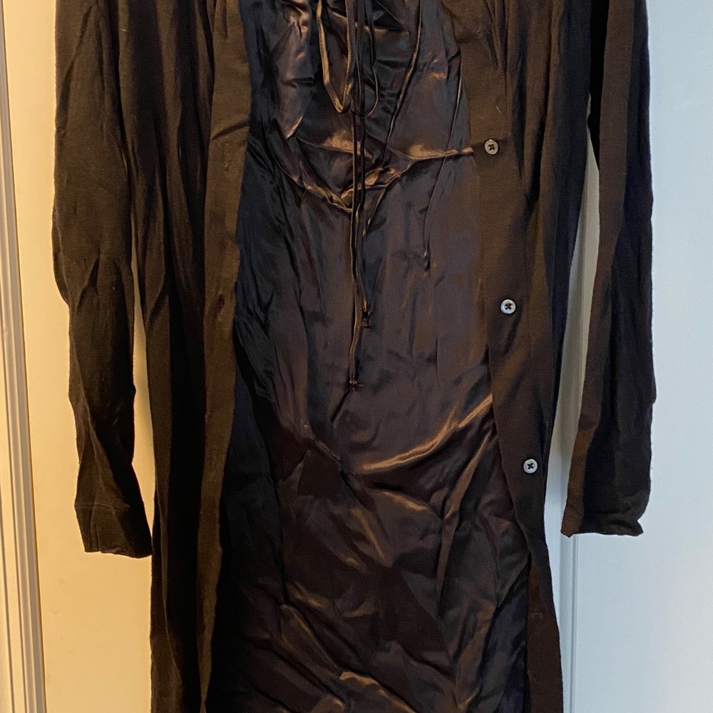 Vivienne Westwood Thin Wool Silk Combination Dress Logo Buttons Black - Picture 3 of 11